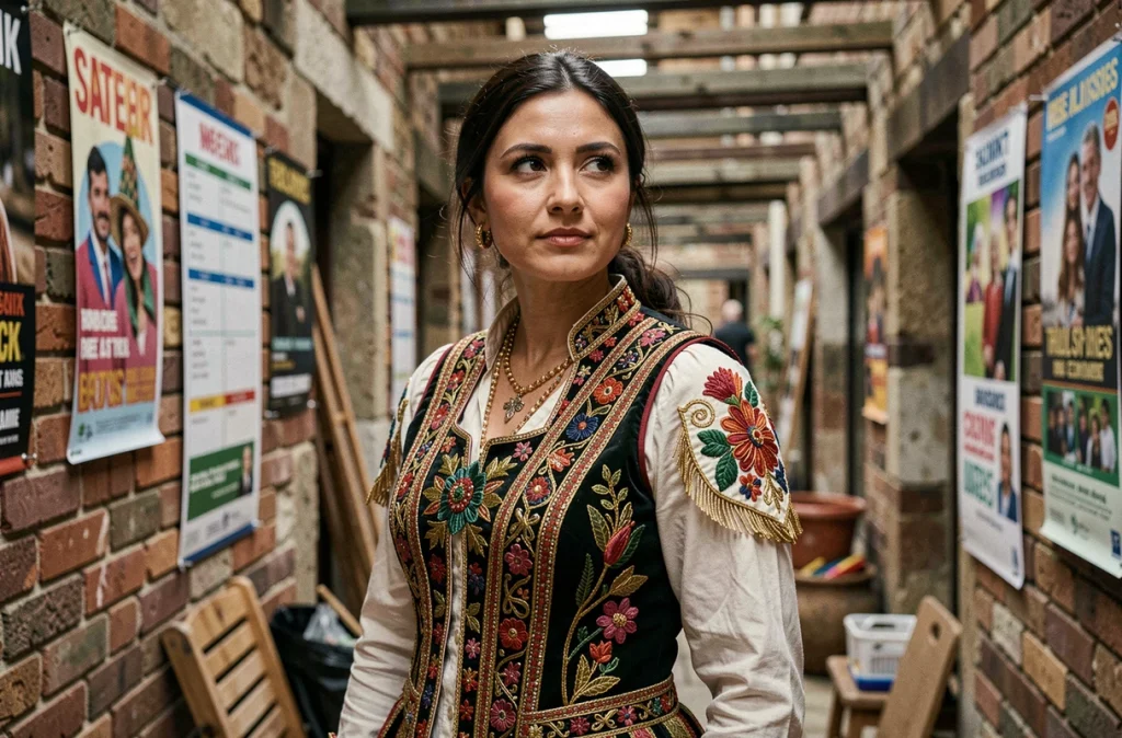 Artiste en costume préparant son entrée en scène au festival Pharenheit 2026 dans les coulisses